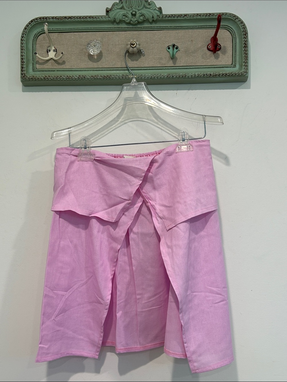 Rotimia Women’s Mini Skirt Light Pink lavender open Front cover up medium nwot